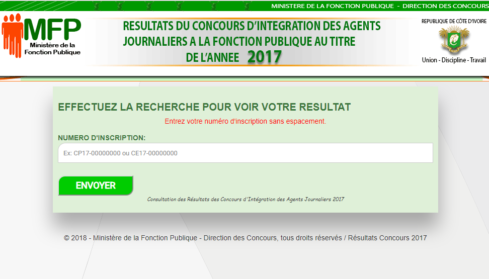 Resultats Concours de la fonction publique 20232024 en côte d’ivoire